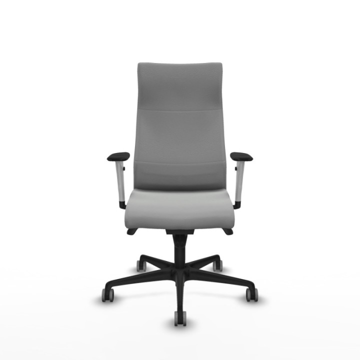 Albacete dirección sincro similpiel gris claro brazos 1D blancos base nailon ruedas 65 engomadas