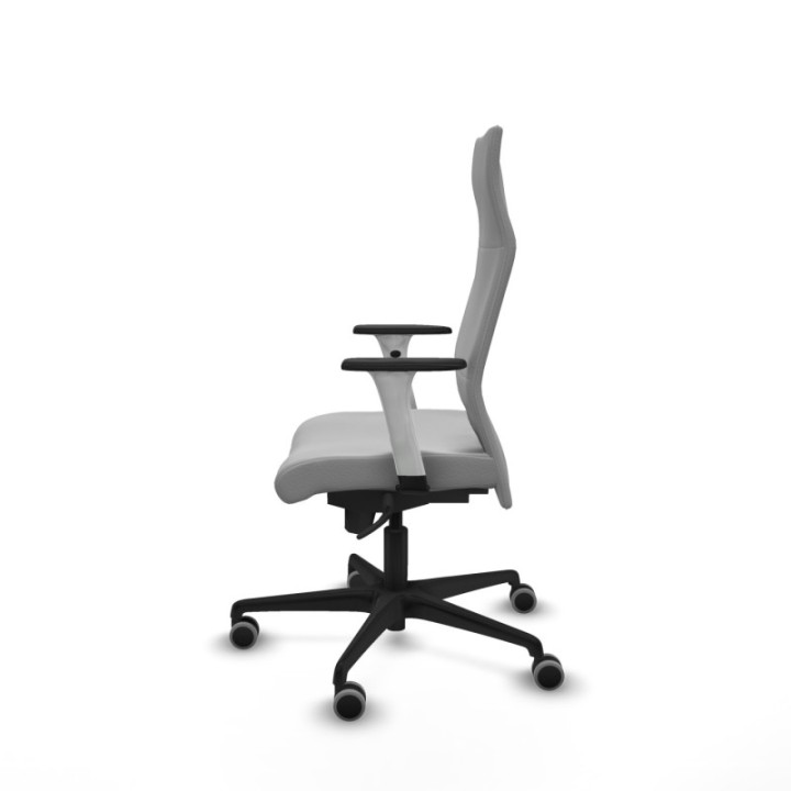 Albacete dirección sincro similpiel gris claro brazos 1D blancos base nailon ruedas 65 engomadas