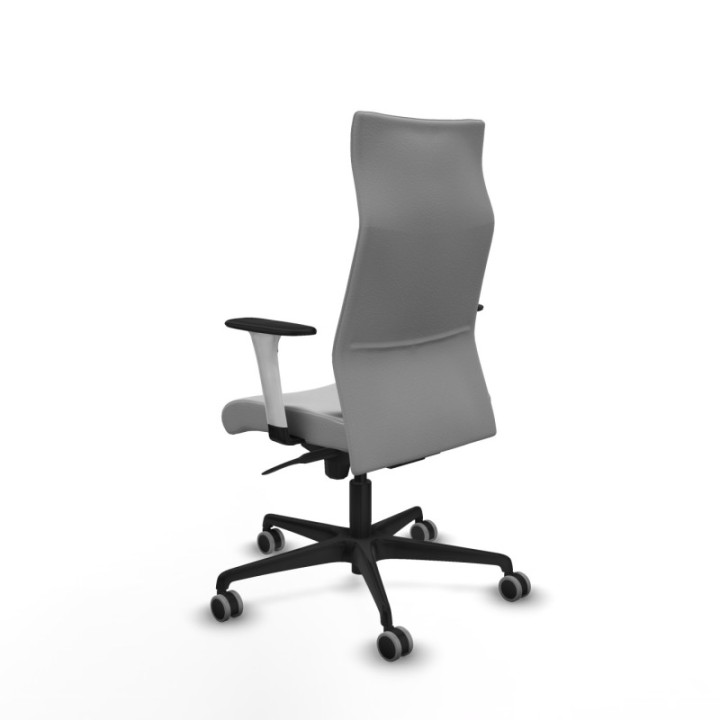 Albacete dirección sincro similpiel gris claro brazos 1D blancos base nailon ruedas 65 engomadas