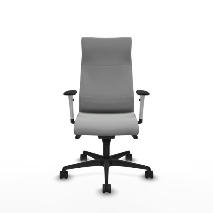 Albacete dirección sincro similpiel gris claro brazos 1D blancos base nailon ruedas 65 nailon