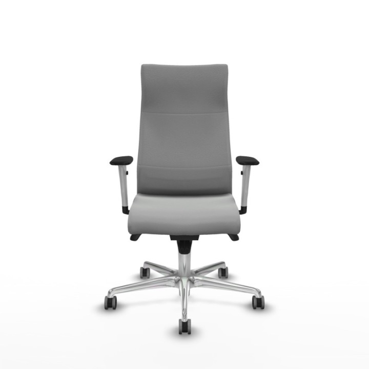 Albacete dirección sincro similpiel gris claro brazos 1D blancos base aluminio ruedas 65 engomadas