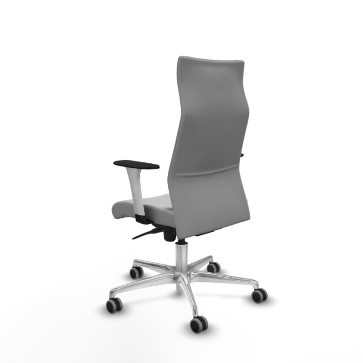 Albacete dirección sincro similpiel gris claro brazos 1D blancos base aluminio ruedas 65 engomadas