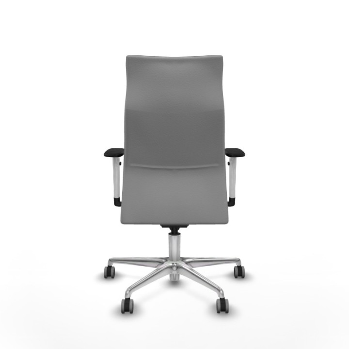 Albacete dirección sincro similpiel gris claro brazos 1D blancos base aluminio ruedas 65 engomadas