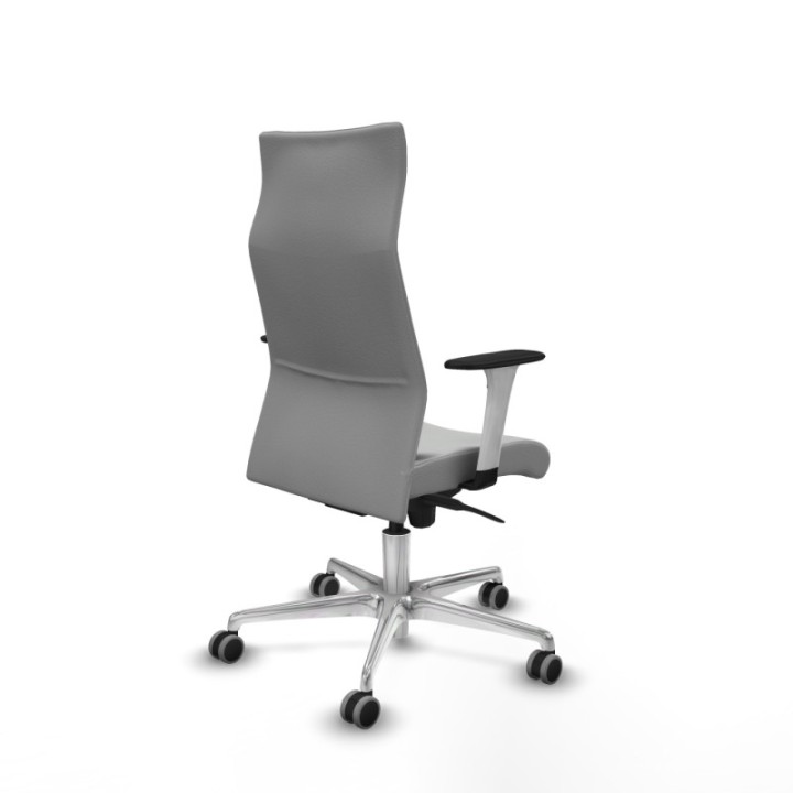 Albacete dirección sincro similpiel gris claro brazos 1D blancos base aluminio ruedas 65 engomadas