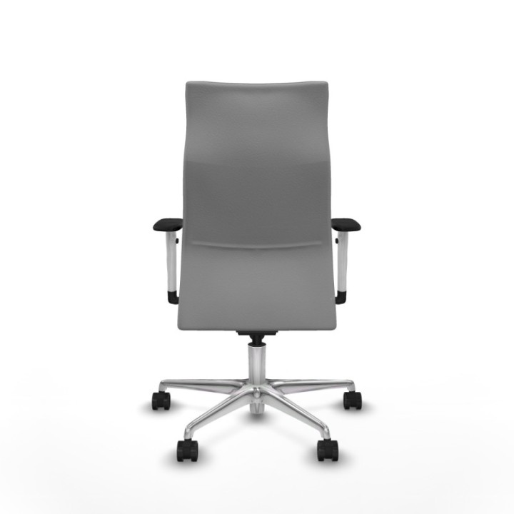 Albacete dirección sincro similpiel gris claro brazos 1D blancos base aluminio ruedas 65 nailon