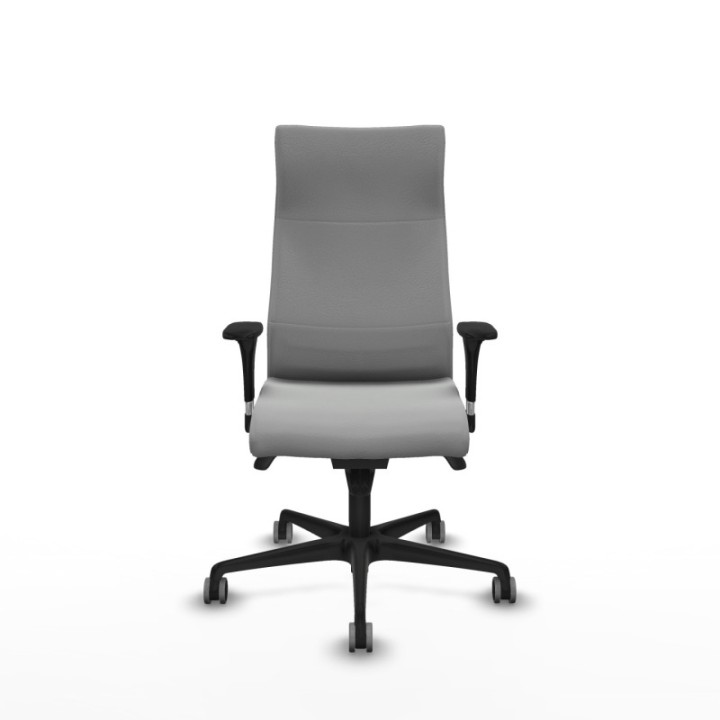 Albacete dirección sincro similpiel gris claro brazos 1D cromados base nailon ruedas 65 engomadas