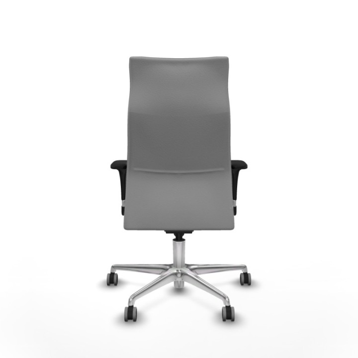 Albacete dirección sincro similpiel gris claro brazos 1D cromados base aluminio ruedas 65 engomadas