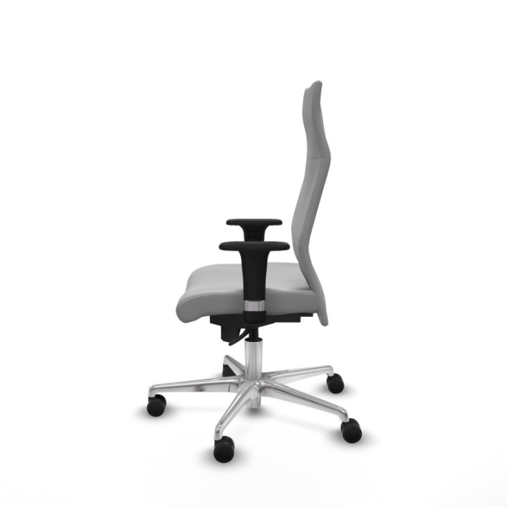 Albacete dirección sincro similpiel gris claro brazos 1D cromados base aluminio ruedas 65 nailon