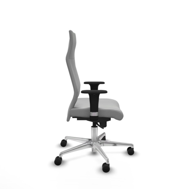 Albacete dirección sincro similpiel gris claro brazos 1D cromados base aluminio ruedas 65 nailon