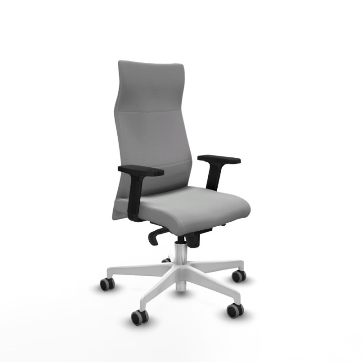 Albacete dirección sincro similpiel gris claro brazos 2D base blanca ruedas 65 engomadas