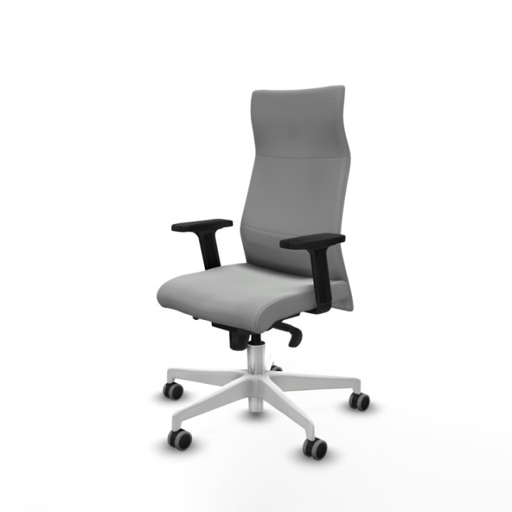 Albacete dirección sincro similpiel gris claro brazos 2D base blanca ruedas 65 engomadas