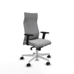 Albacete dirección sincro similpiel gris claro brazos 2D base blanca ruedas 65 nailon