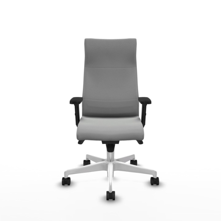 Albacete dirección sincro similpiel gris claro brazos 2D base blanca ruedas 65 nailon