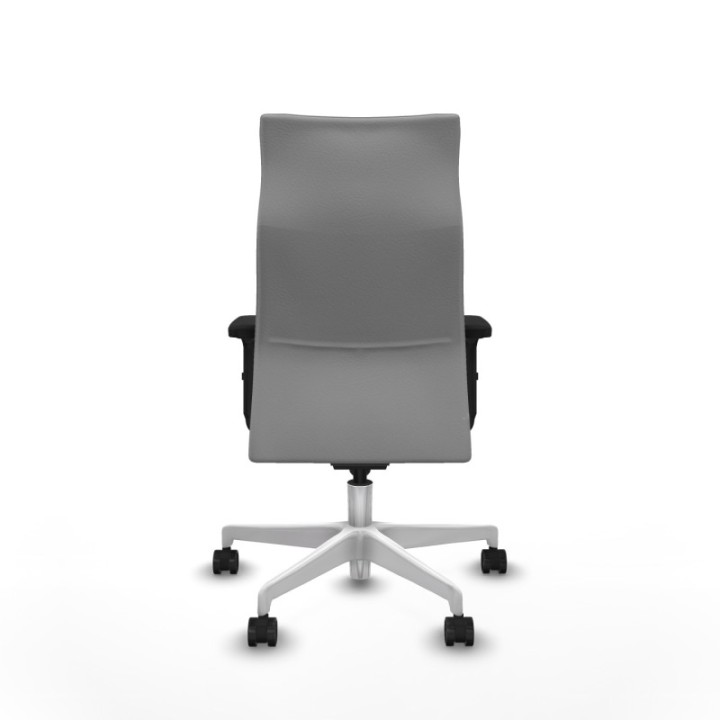 Albacete dirección sincro similpiel gris claro brazos 2D base blanca ruedas 65 nailon