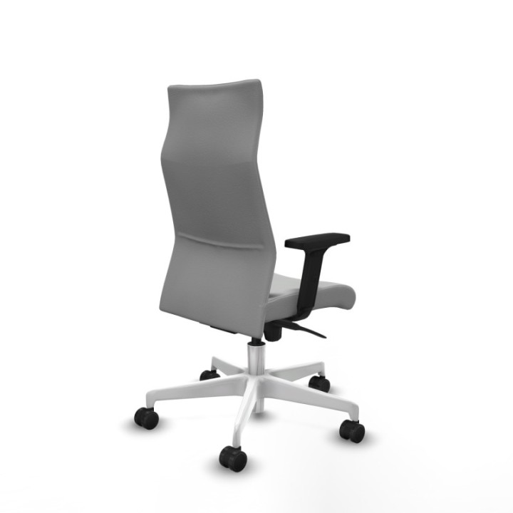 Albacete dirección sincro similpiel gris claro brazos 2D base blanca ruedas 65 nailon