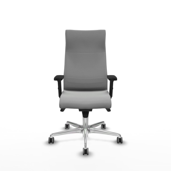 Albacete dirección sincro similpiel gris claro brazos 2D base aluminio ruedas 65 engomadas