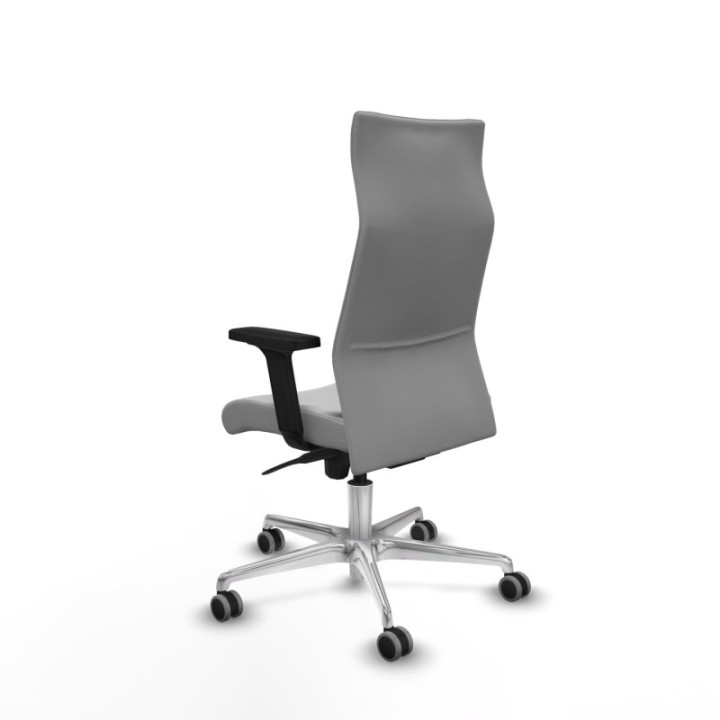 Albacete dirección sincro similpiel gris claro brazos 2D base aluminio ruedas 65 engomadas