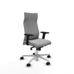 Albacete dirección sincro similpiel gris claro brazos 2D base aluminio ruedas 65 nailon