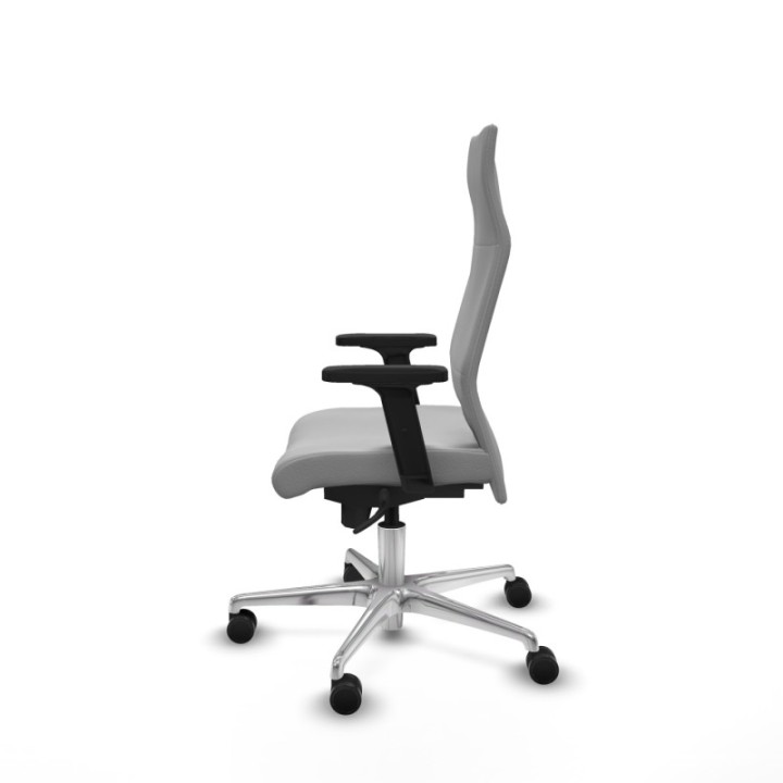 Albacete dirección sincro similpiel gris claro brazos 2D base aluminio ruedas 65 nailon