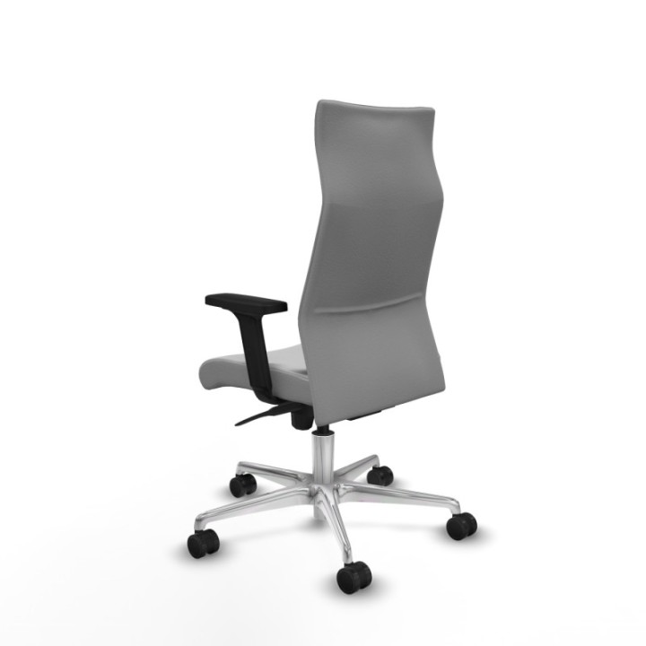 Albacete dirección sincro similpiel gris claro brazos 2D base aluminio ruedas 65 nailon