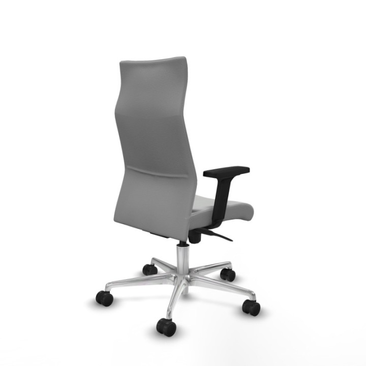 Albacete dirección sincro similpiel gris claro brazos 2D base aluminio ruedas 65 nailon