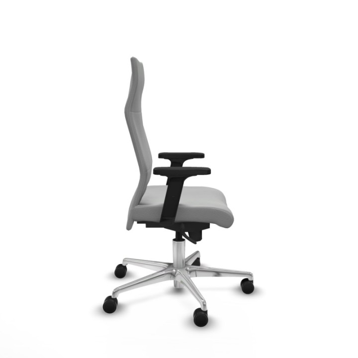 Albacete dirección sincro similpiel gris claro brazos 2D base aluminio ruedas 65 nailon