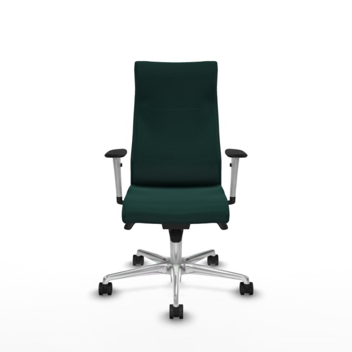 Albacete dirección sincro similpiel verde botella brazos 1D blancos base aluminio ruedas 65 nailon