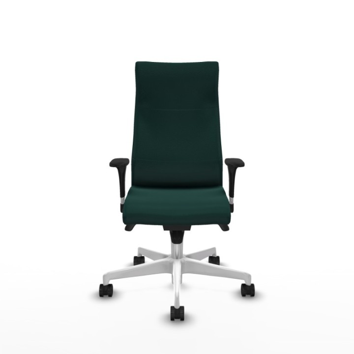 Albacete dirección sincro similpiel verde botella brazos 1D cromados base blanca ruedas 65 nailon