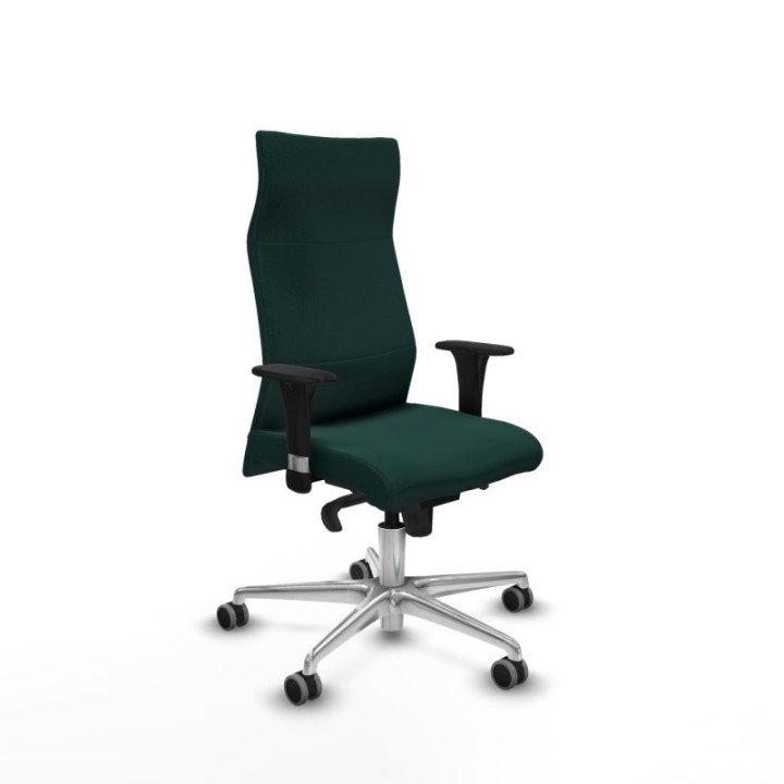 Albacete dirección sincro similpiel verde botella brazos 1D cromados base aluminio ruedas 65 engomadas