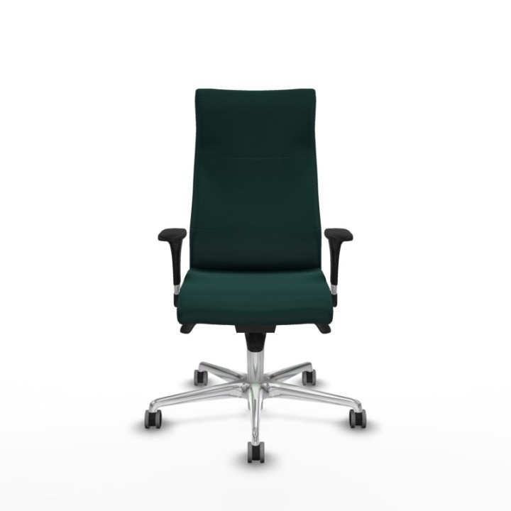 Albacete dirección sincro similpiel verde botella brazos 1D cromados base aluminio ruedas 65 engomadas