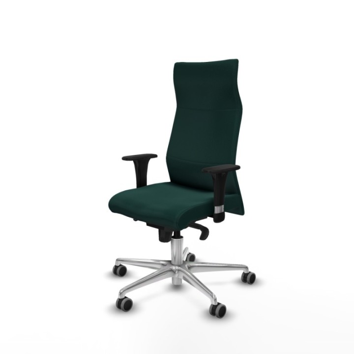 Albacete dirección sincro similpiel verde botella brazos 1D cromados base aluminio ruedas 65 engomadas