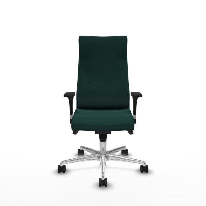 Albacete dirección sincro similpiel verde botella brazos 1D cromados base aluminio ruedas 65 nailon