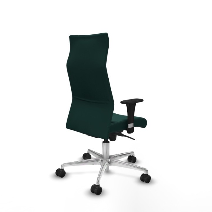 Albacete dirección sincro similpiel verde botella brazos 1D cromados base aluminio ruedas 65 nailon