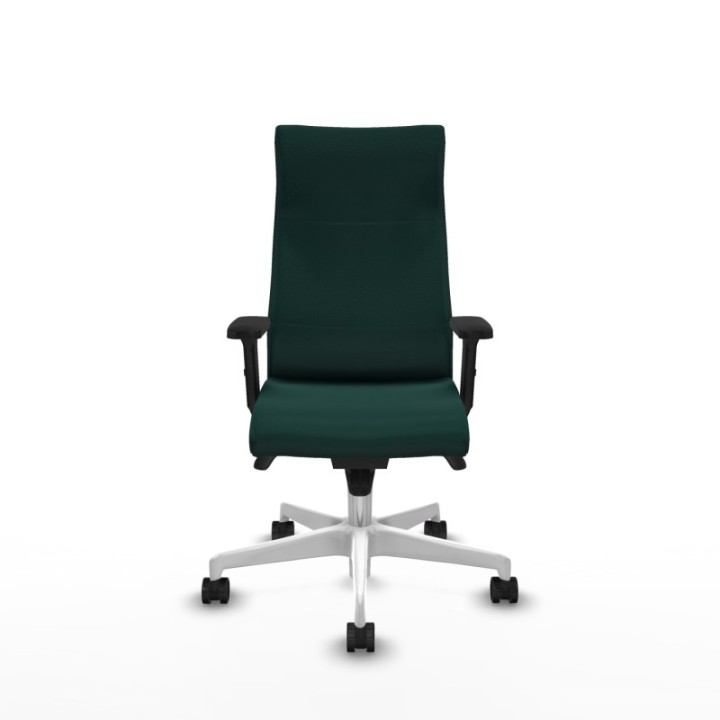 Albacete dirección sincro similpiel verde botella brazos 2D base blanca ruedas 65 nailon