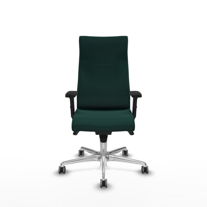 Albacete dirección sincro similpiel verde botella brazos 2D base aluminio ruedas 65 engomadas