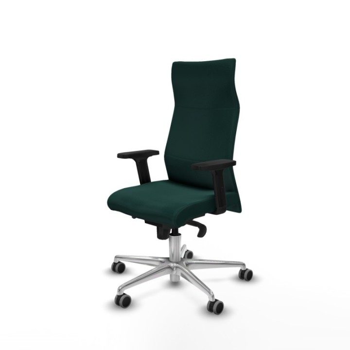 Albacete dirección sincro similpiel verde botella brazos 2D base aluminio ruedas 65 engomadas