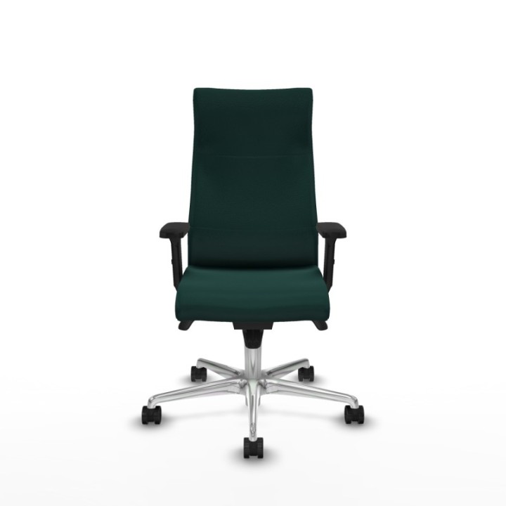 Albacete dirección sincro similpiel verde botella brazos 2D base aluminio ruedas 65 nailon