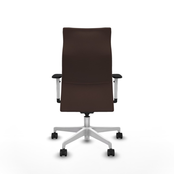 Albacete dirección sincro similpiel marrón oscuro brazos 1D blancos base blanca ruedas 65 nailon