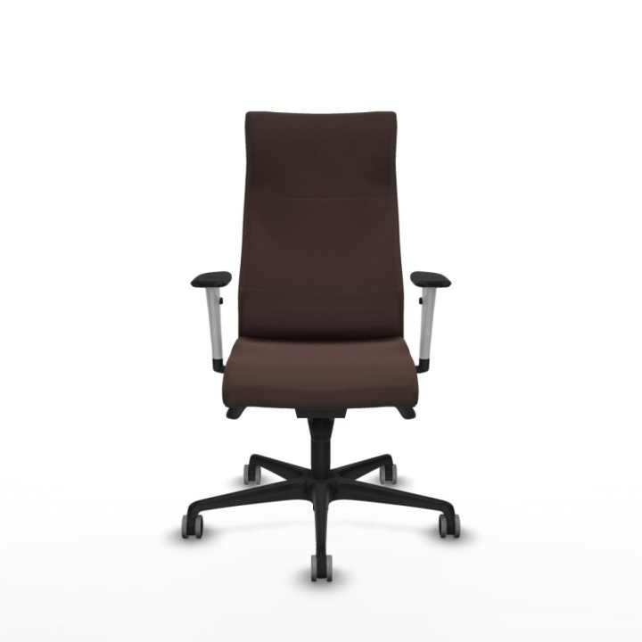 Albacete dirección sincro similpiel marrón oscuro brazos 1D blancos base nailon ruedas 65 engomadas