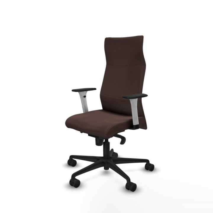 Albacete dirección sincro similpiel marrón oscuro brazos 1D blancos base nailon ruedas 65 nailon