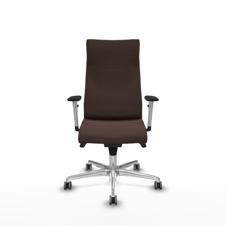 Albacete dirección sincro similpiel marrón oscuro brazos 1D blancos base aluminio ruedas 65 engomadas