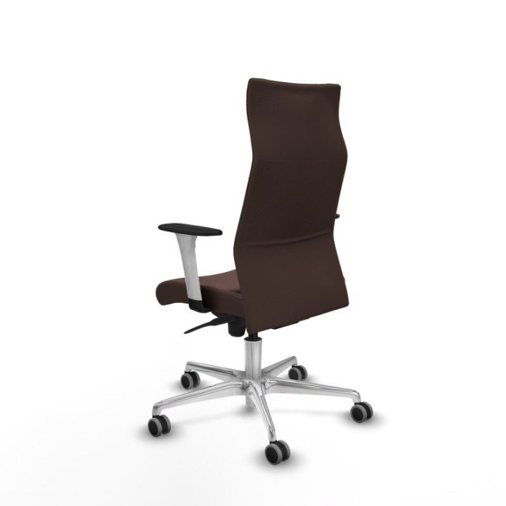 Albacete dirección sincro similpiel marrón oscuro brazos 1D blancos base aluminio ruedas 65 engomadas