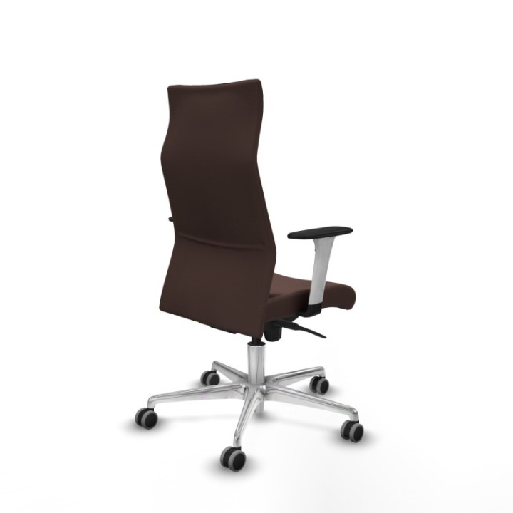 Albacete dirección sincro similpiel marrón oscuro brazos 1D blancos base aluminio ruedas 65 engomadas