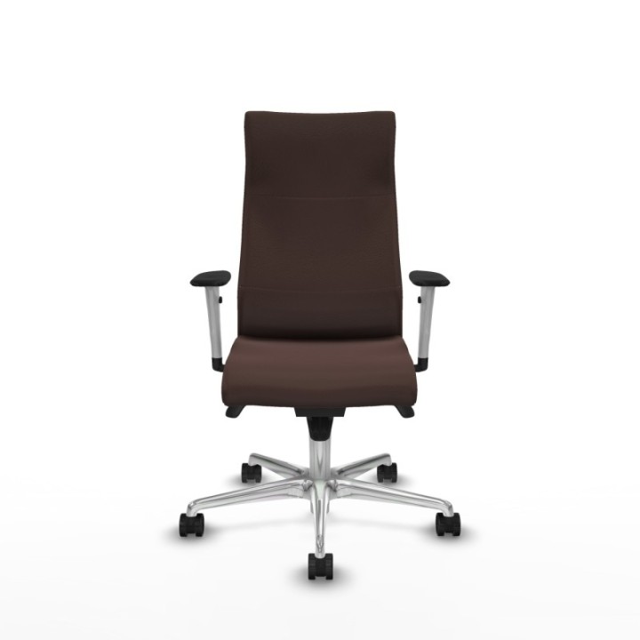 Albacete dirección sincro similpiel marrón oscuro brazos 1D blancos base aluminio ruedas 65 nailon