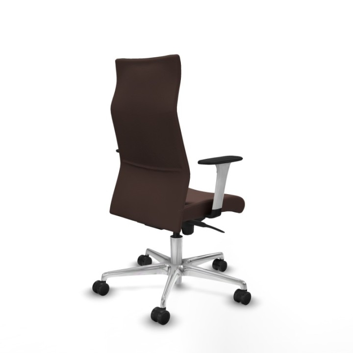 Albacete dirección sincro similpiel marrón oscuro brazos 1D blancos base aluminio ruedas 65 nailon