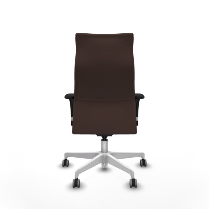 Albacete dirección sincro similpiel marrón oscuro brazos 1D cromados base blanca ruedas 65 engomadas