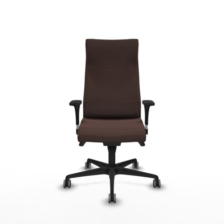 Albacete dirección sincro similpiel marrón oscuro brazos 1D cromados base nailon ruedas 65 engomadas