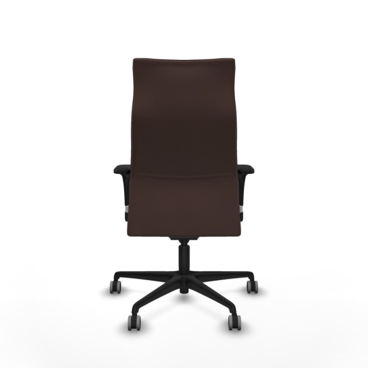 Albacete dirección sincro similpiel marrón oscuro brazos 1D cromados base nailon ruedas 65 engomadas