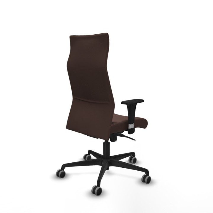 Albacete dirección sincro similpiel marrón oscuro brazos 1D cromados base nailon ruedas 65 engomadas