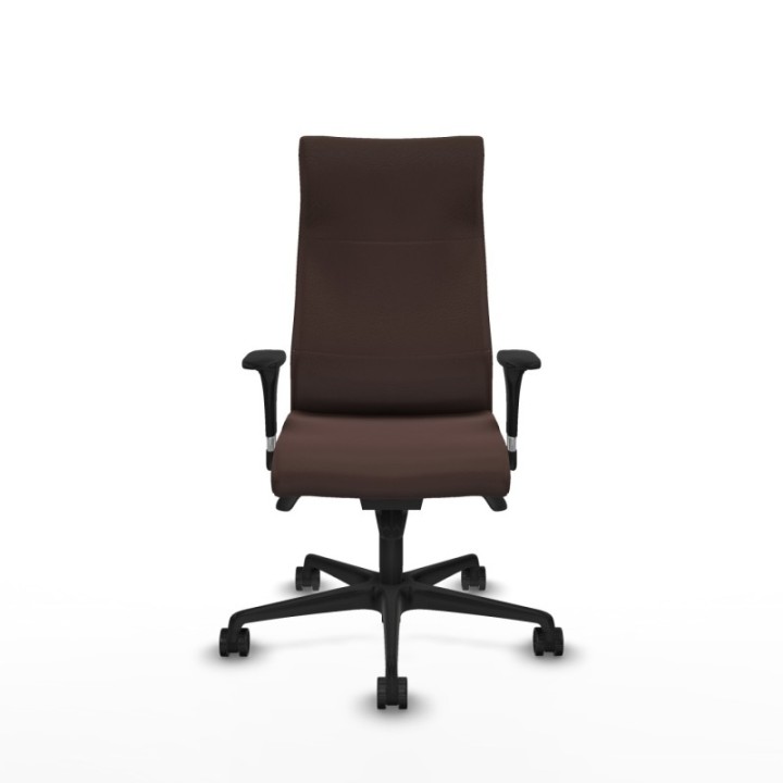 Albacete dirección sincro similpiel marrón oscuro brazos 1D cromados base nailon ruedas 65 nailon